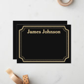 Lavender Black Retro Bold Serif Desk Name Plate ノートカード (正面/裏面インサイチュ)