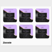 Lavender Black Wavy Rose Gold Logo Product Labels スクエアシール (シート)