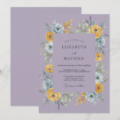 Lavender Blissful Botanical Wedding 招待状 (正面/裏面)