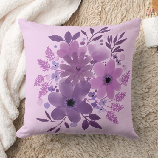 Lavender Bloom Bouquet Pillow クッション (ブランケット)