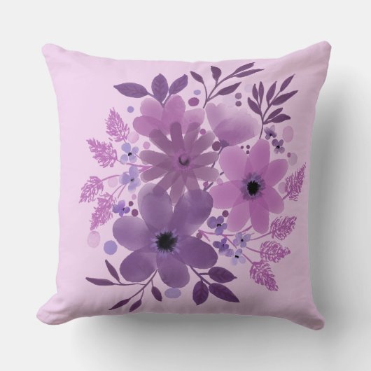 Lavender Bloom Bouquet Pillow クッション (正面)