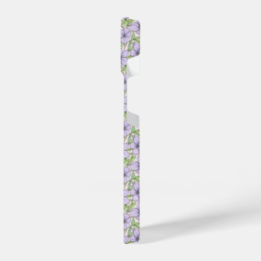 Lavender Bloom Floral iPhoneケース (左側面)