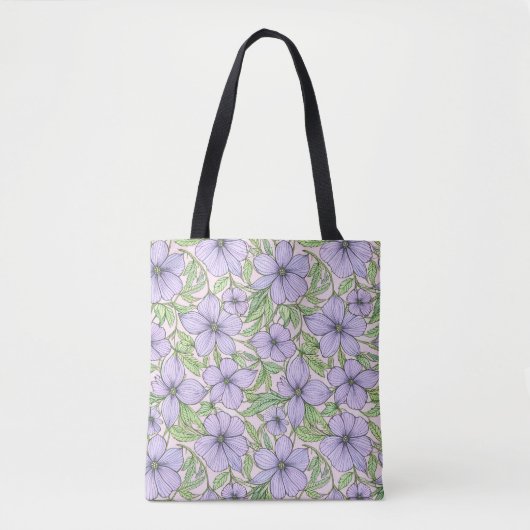 Lavender Bloom Floral Tote Bag トートバッグ (正面)