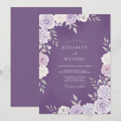 Lavender Bloom Flourish Wedding 招待状 (正面/裏面)