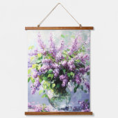Lavender Blooming Lilac Bouquet 吊り下げ型タペストリー (正面)