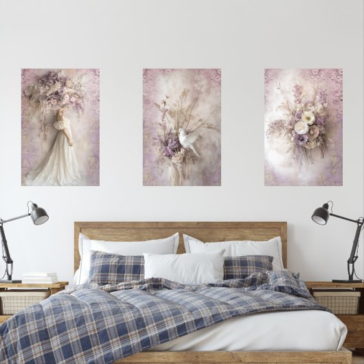 Lavender Blooms Portrait white dove Rustic Floral (寝室)