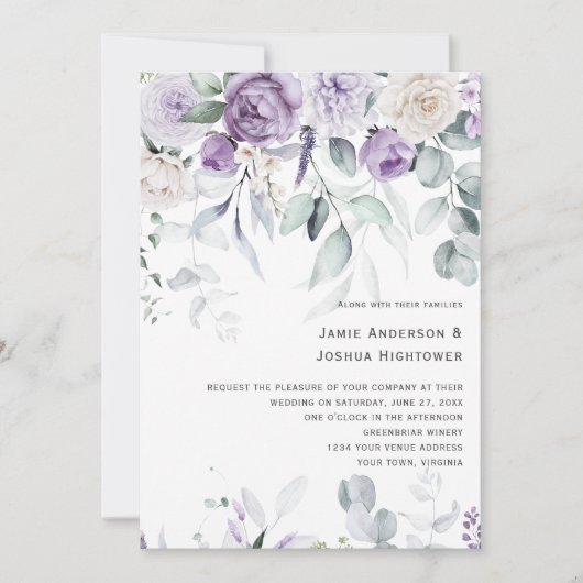 Lavender Blooms Wedding 招待状 (正面)