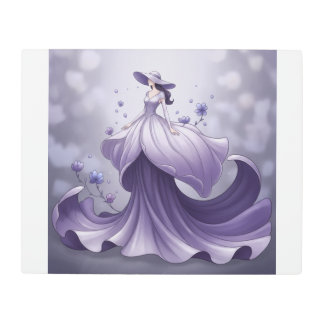“Lavender Blossom Fantasy Dress Illustration” メタルプリント