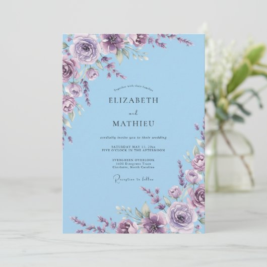 Lavender Blossom Whimsical Wedding 招待状 (スタンド正面)