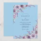 Lavender Blossom Whimsical Wedding 招待状 (正面/裏面)