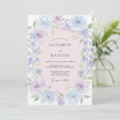 Lavender Blue Dreamy Watercolor Wedding 招待状 (スタンド正面)