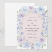Lavender Blue Dreamy Watercolor Wedding 招待状 (正面/裏面)