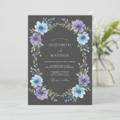Lavender Blue Floral Flourish Wedding 招待状 (スタンド正面)