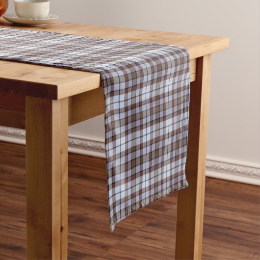 Lavender Blue Plaid Tartan Retro Table Runner ショートテーブルランナー (インサイチュ)