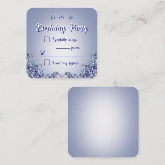 Lavender Blue Spring Florals Enclosure Card エンクロージャーカード (正面/裏面)