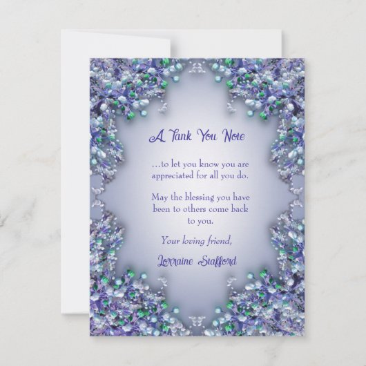 Lavender Blue Spring Lilac Florals Thank You Card サンキューカード (正面)