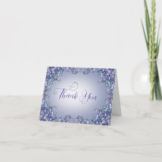 Lavender Blue Spring Lilac Florals Thank You Card サンキューカード (正面)