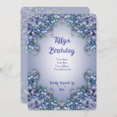 Lavender Blue Spring Lilac Invitation Card サンキューカード (正面/裏面)