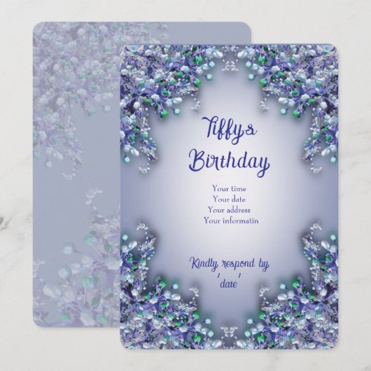 Lavender Blue Spring Lilac Invitation Card サンキューカード (正面/裏面)