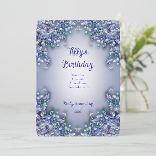 Lavender Blue Spring Lilac Invitation Card サンキューカード (スタンド正面)