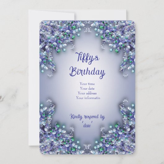 Lavender Blue Spring Lilac Invitation Card サンキューカード (正面)