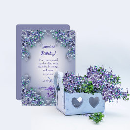 Lavender Blue Spring Lilacs Happiest Birthday Card サンキューカード