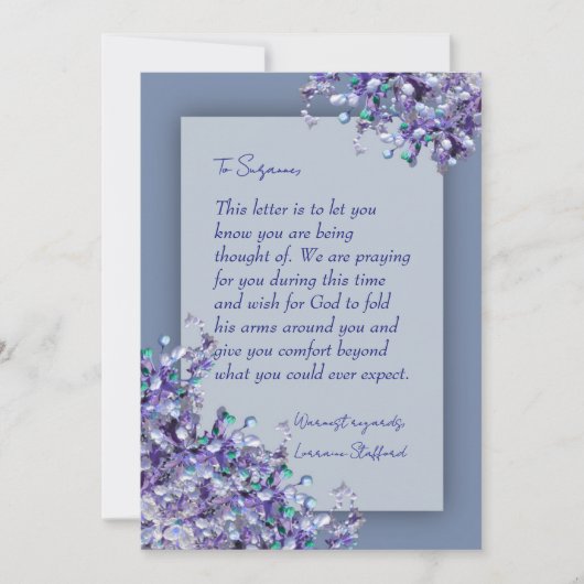 Lavender Blue Spring Lilacs Sympathy Card 招待状 (正面)