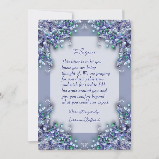 Lavender Blue Spring Lilacs Sympathy Card 招待状 (正面)