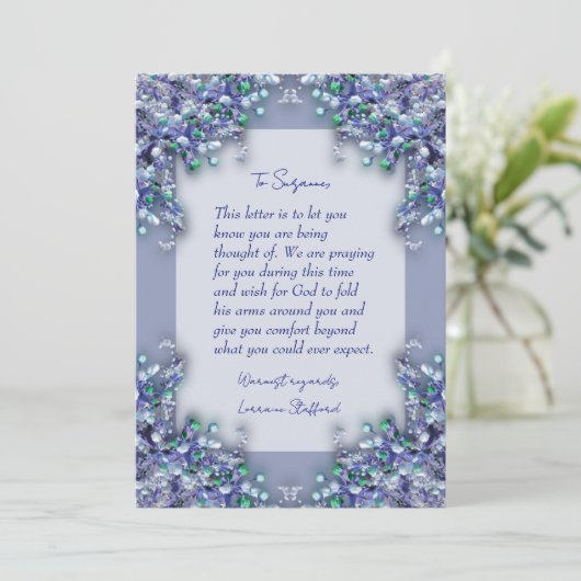 Lavender Blue Spring Lilacs Sympathy Card 招待状 (スタンド正面)