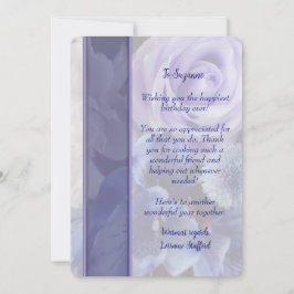 Lavender Blue Spring Rose Floral Birthday Card 招待状