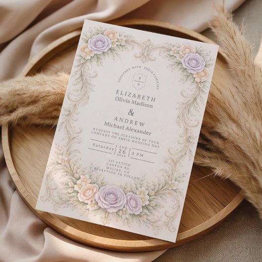 Lavender Blush Baroque Garden Wedding 招待状