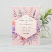 Lavender Blush Botanical Romance Wedding 招待状 (スタンド正面)