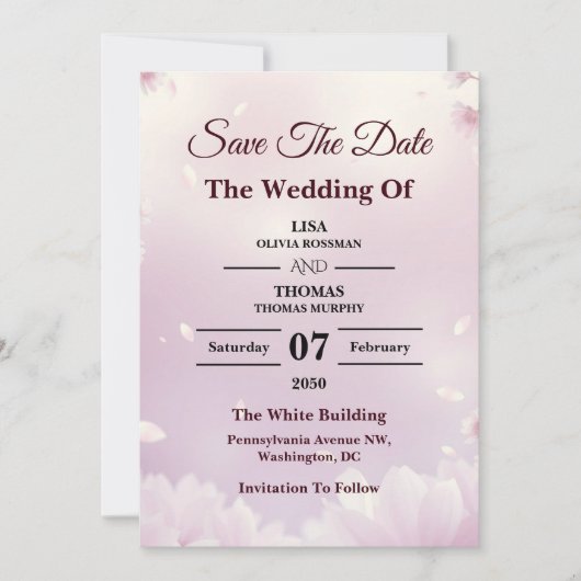 Lavender Blush Dreamy Wedding Save The Date セーブザデート (正面)