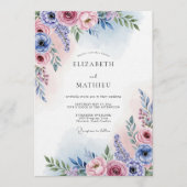 Lavender Blush Painterly Bloom Wedding 招待状 (正面)
