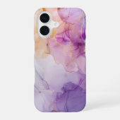 Lavender Blush Watercolor Gold Veins Luxury iPhone 16ケース (裏面)