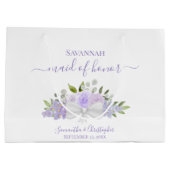 Lavender Boho Roses Bouquet Wedding Maid of Honor ラージペーパーバッグ (裏面)