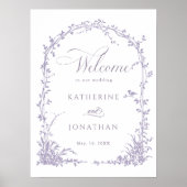 Lavender Botanical Arch Garden Wedding Welcome ポスター (正面)