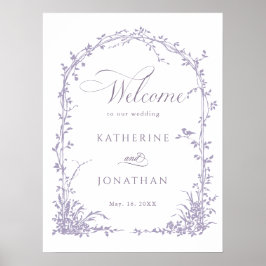 Lavender Botanical Arch Garden Wedding Welcome ポスター