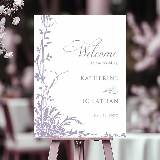 Lavender Botanical Arch Garden Wedding Welcome ポスター