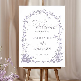 Lavender Botanical Arch Garden Wedding Welcome ポスター