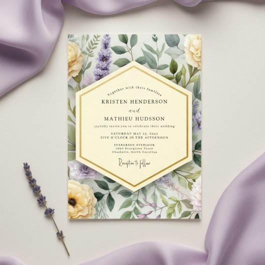 Lavender Botanical Bloom Wedding 招待状