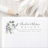 Lavender Botanical Elegant Script Return Address  ラベル (インサイチュ)