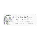 Lavender Botanical Elegant Script Return Address  ラベル (正面)