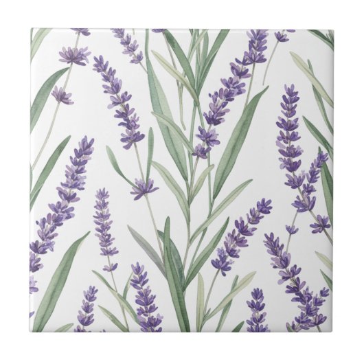 Lavender Botanical Pattern タイル (正面)