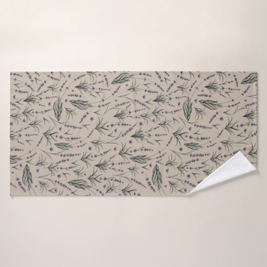 Lavender Botanical Pattern Bath Towel バスタオル (バスタオル)