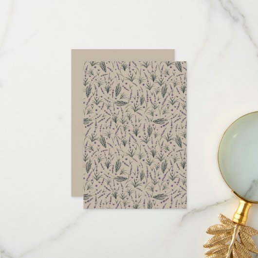 Lavender Botanical Pattern Flat Thank You Card サンキューカード (正面/裏面インサイチュ)