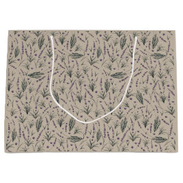 Lavender Botanical Pattern Gift Bag ラージペーパーバッグ