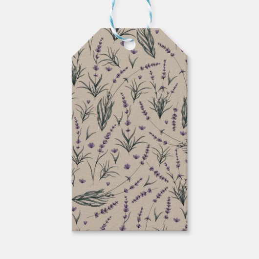 Lavender Botanical Pattern Gift Tag ギフトタグ (正面)