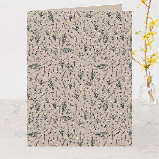 Lavender Botanical Pattern Greeting Card カード (黄色い花)