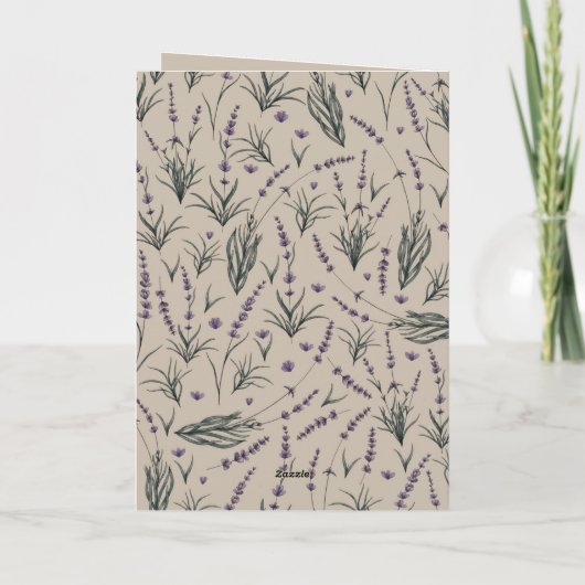 Lavender Botanical Pattern Greeting Card カード (裏面)